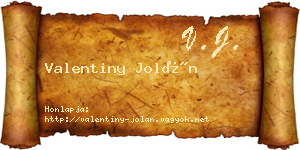 Valentiny Jolán névjegykártya